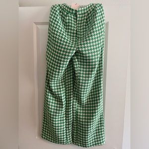 Missguided Green Co Ord Houndstooth Boucle Wide Leg Tailored Pants